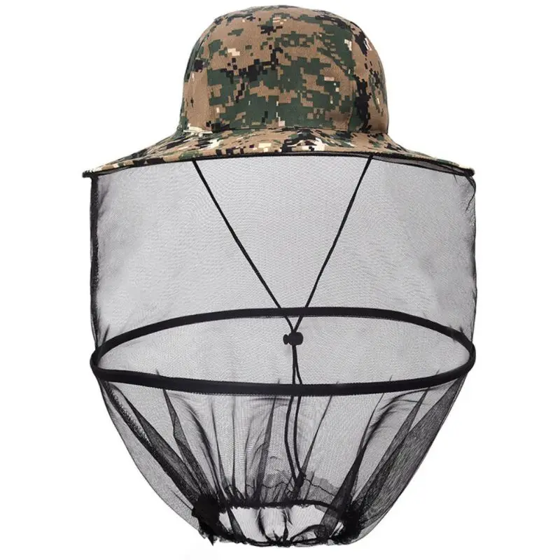 Outdoor Survival Anti Mosquito Bug Bee Insect Mesh Hat Head Face Protect Net Cover Travel Camping Beekeeping Hat