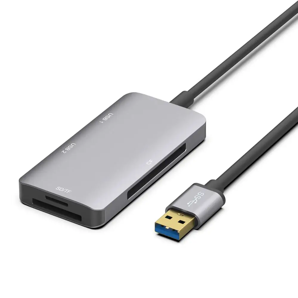 USB 3,0 Многофункциональный кард-ридер для карта памяти Micro SD карта CF карта Hi-speed 2 порта металлический USB кард-ридер для ПК компьютера