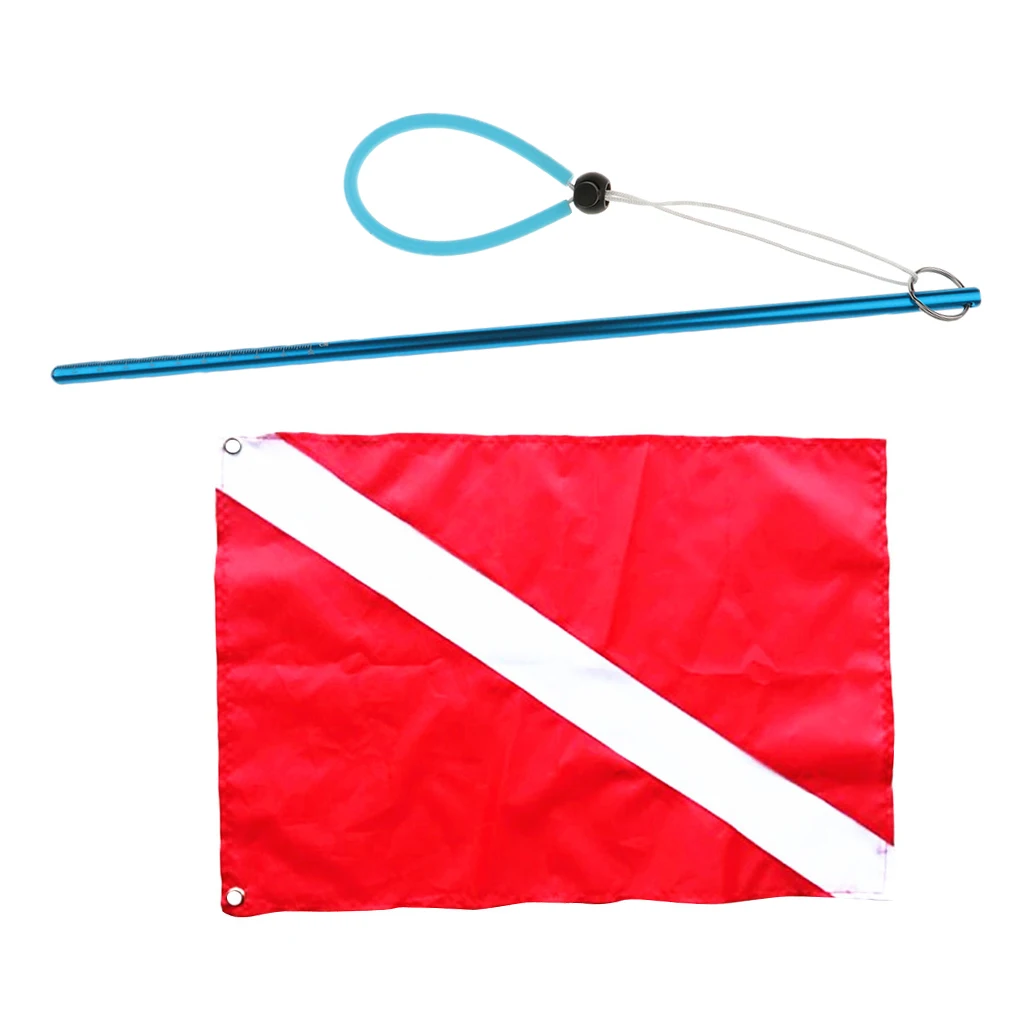 Safety Underwater Scuba Diving Diver Down Flag Kayak Boat Flag & Stick Pointer Rod Noise Maker