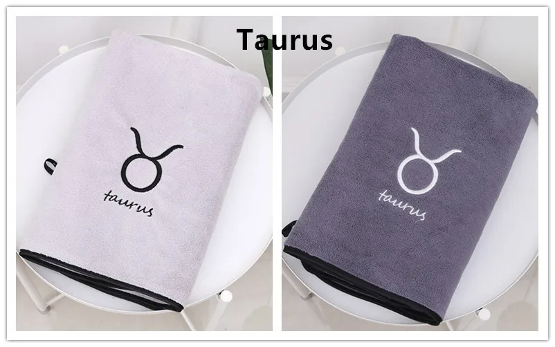 Taurus 12 созвездий полотенце для ванной комнаты s мягкое вышитое пляжное полотенце из микрофибры впитывающее полотенце спортивное полотенце 70*140 см - Цвет: Taurus