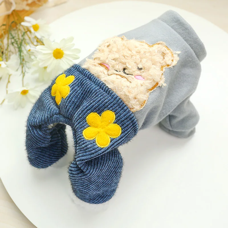 腮红花朵熊四脚裤棉衣_6106