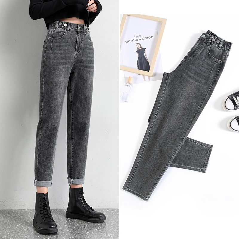 buckle jeans Spring summer new Loose Vintage Blue Jeans Woman High Waist Boyfriend Jeans for Women Mom Jeans Harlan Carrot Pants black jeans
