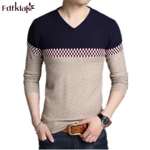 Fdfklak New Pullover Man Casual Korean V-Neck Men's Sweater Knitted Bottom Shirt Pull Noel Homme Long Sleeve Thick Sweaters