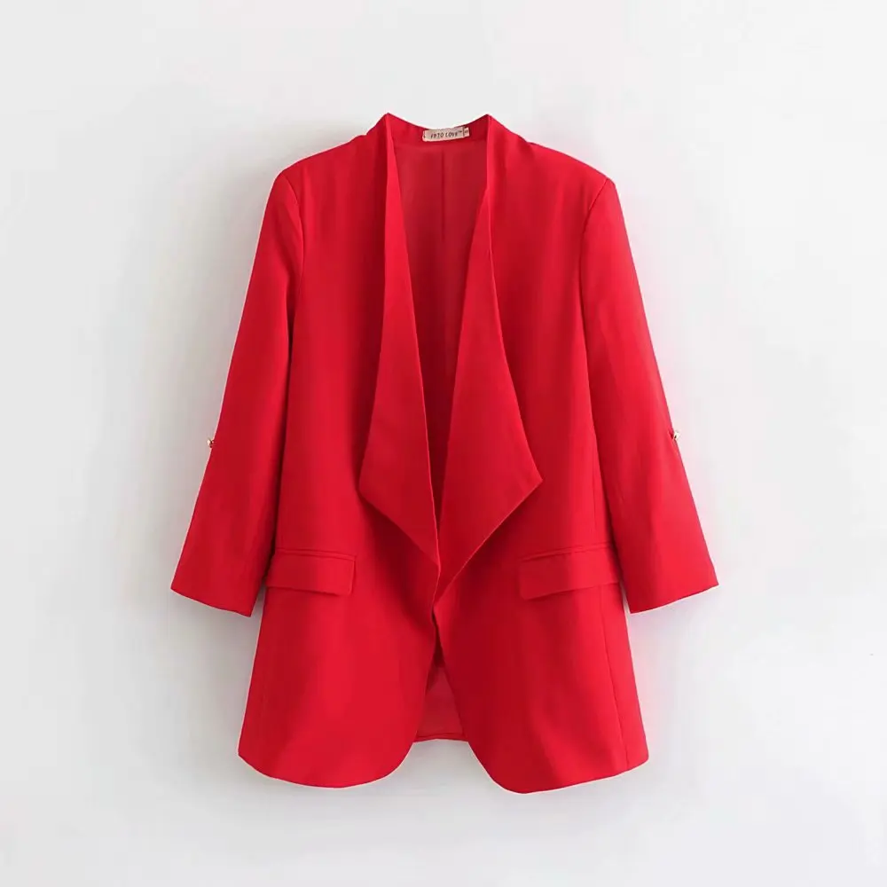 Звезда Светлячок дамы blazer2019 v-образный вырез сплошной длинный формальный костюм черный красный двухцветный Элегантный бизнес женщины для официальных случаев