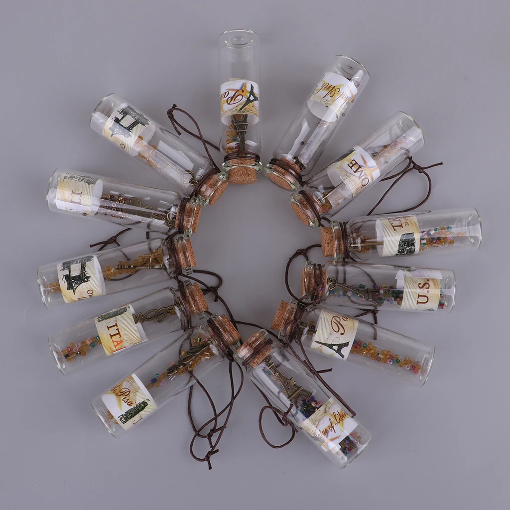 12 Pieces Empty Glass Wish Bottles Decoration Containers Mini Cheap Message Vials Ornaments Cork Stopper DIY Pendant Necklace