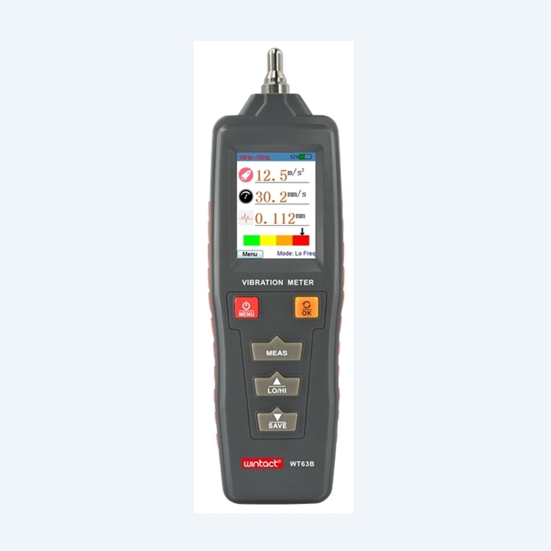 WT63B Vibration Analyzer Color LCD Digital Vibration Meter Rotate Acceleration Velocity Displacement High Low Frequency Tester 2