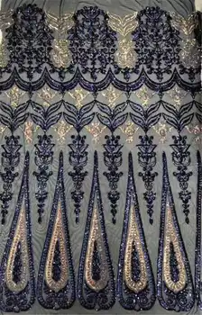 

Wholesales 2020 Latest Lace Fabric African Tulle Lace Embroidered Sequince Lace Fabric for Wedding Dress WIn873