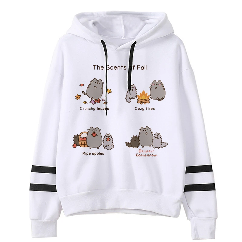 Kawaii Cat Harajuku Забавный мультфильм толстовки для женщин Ullzang милый корейский стиль осень зима толстовка 90s теплая толстовка женская