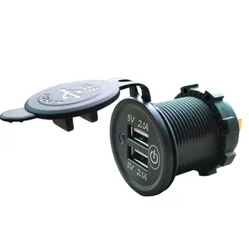 

Touch ON OFF Switch Car Charger Dual USB 2.1A Power Adapter For Smart Phone Boat New And High Quality