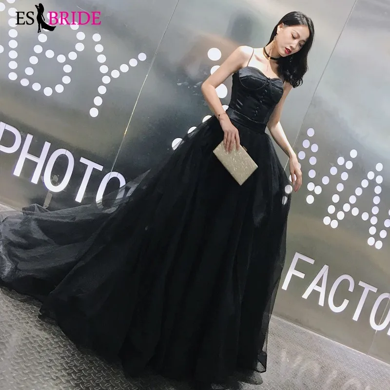 Robe De Soiree 2019 ES30151 элегантное ТРАПЕЦИЕВИДНОЕ простое Тюлевое вечернее платье с v
