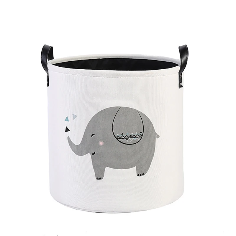 Cartoon Cloth Round Thickened Double Bucket Dirty Clothes Bucket Elephant Lion Large Storage Bucket Animal Cartoon Home Storage