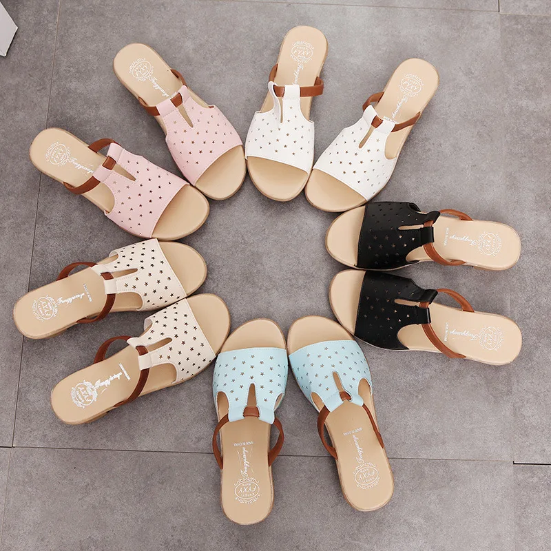 

Spring Summer New Style Korean-style Sandals Women's Flat Heel Sandals Soft Bottom Sandals Flat Heel Beach Slipper