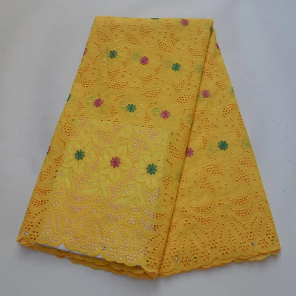 Желтый цвет высокого качества Африканский швейцарский маркизет кружевные ткани вышивки в швейцарской хлопчатобумажные кружевные ткани 5 ярдов
