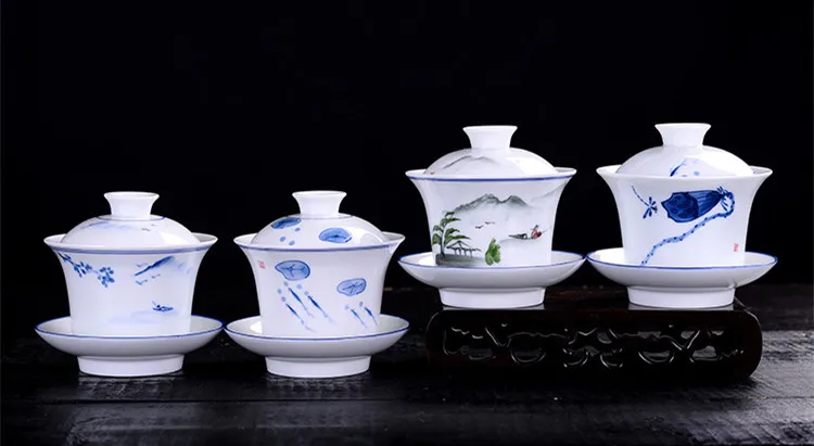 Китайский керамический чайный набор Gaiwan с ручной росписью, чайная тарелка 180 мл, чайная чаша, креативный чайный набор с чашкой и блюдцем, чайная чашка Цзиндэчжэнь
