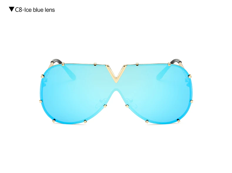 Ice Blue Lens Горячее новое поступление женские брендовые Дизайнерские мужские роскошные очки с зеркальными линзами негабаритный Прозрачный Женский солнцезащитный стеклянный глаз стеклянный женский плоский Топ - Цвет линз: Ice Blue Lens