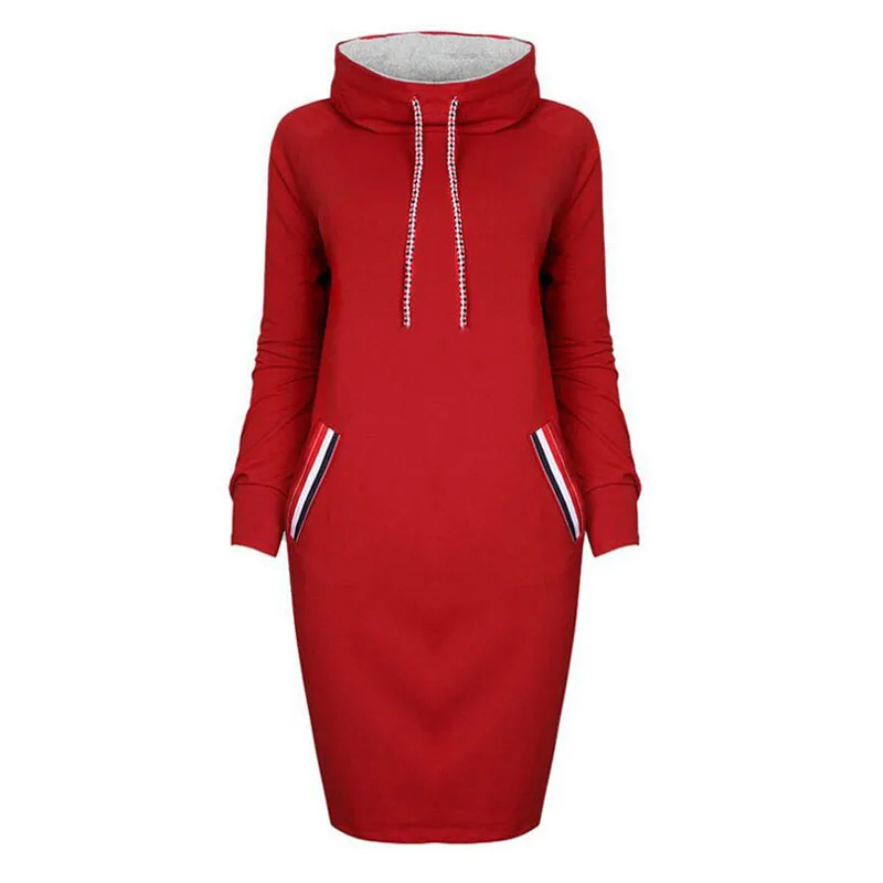 red Long Sleeve Women Sweater Dress High Lead Package Buttocks Winter Autumn Casual Sweater Women Dress New - Цвет: red