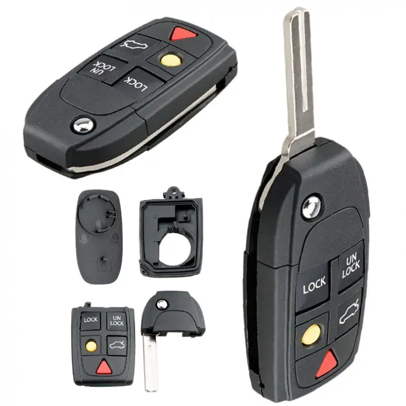 

5 Buttons Car Key Fob Case Shell Replacement Flip Folding Remote Cover Fit for For-VOLVO S60 S80 V70 XC70 XC90