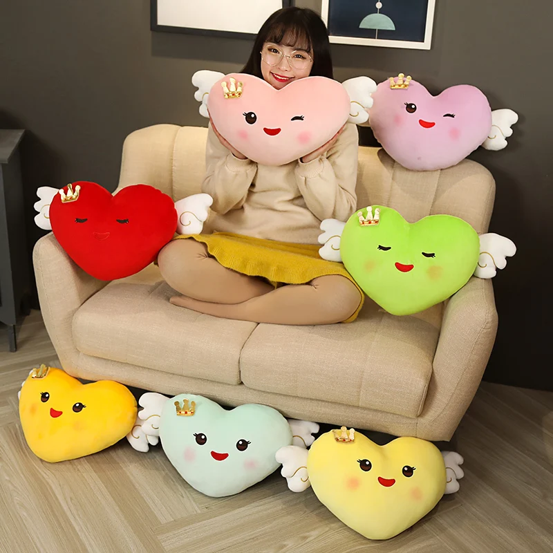 

Creative Angel Lover Pillow Soft Stuffed Love Heart Shape Plush Toys for Girlfriend Wedding Party Decor Valentine's Day Gifts