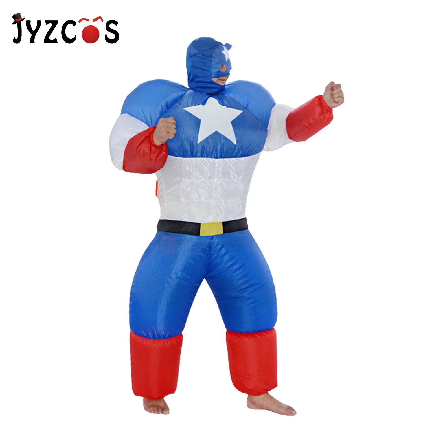 

JYZCOS Adult Inflatable Captain America Costume Cartoon Halloween Inflatable Superhero Funny Cosplay Carnival Blowup Fancy Dress