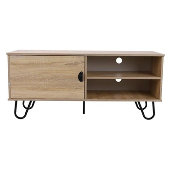 

Modern TV Stand TV Console Cabinet with 2 Storage Shelves, Door and Metal Hairpin Legs for Home