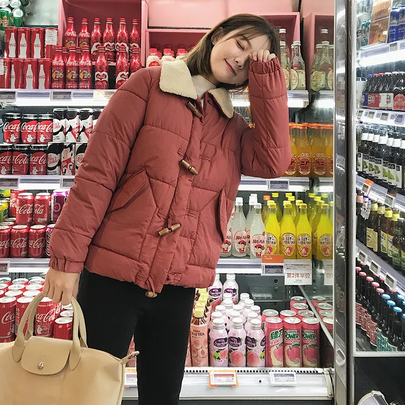 Красный Abrigos Mujer Invierno короткая зимняя куртка женская меховая хлопковая стеганая куртка Женская парка Женская куртка зимнее пальто для женщин - Цвет: Красный