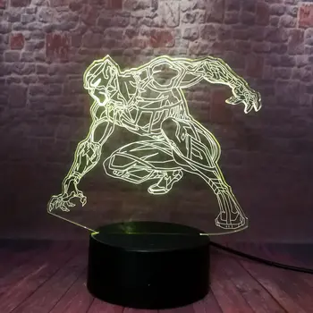 

Flashing 3D Illusion Led Desk Nightlight LED 7 Colors Changing Desk Light Marvel Avengers Black Panther Figure Toys
