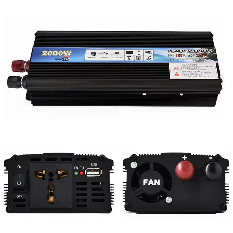 

500W/2000W Car Solar Inverters Power Inverter Converter DC 12V/24V to AC 220V/110V Modified Sine Wave Power with USB Output