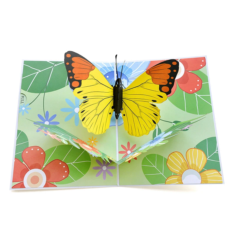  3D Handmade Color Print Butterfly Love Flower Paper Invitation Greeting Cards Mother's Day Kids Gir - 4000336872828