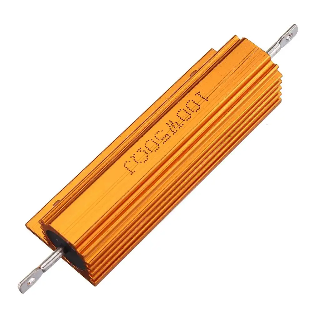 RX24 100 Вт Мощность металлический корпус алюминиевый Золотой резистор 50R 100R сопротивление