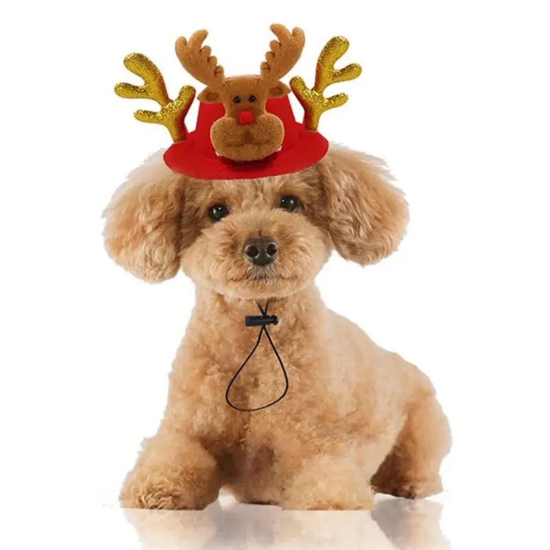 Рождественская повязка на голову для домашних животных, шапка с рогом оленя, костюм для собак, щенков, кошек, косплей, вечерние головные уборы, шапки для собак, кошек
