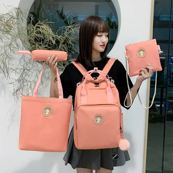 

Fashion Women Backpacks 4 Set School Backpack Korean Design College School Bags For Teenage Girls Kids Schoolbag Shoulder Bag