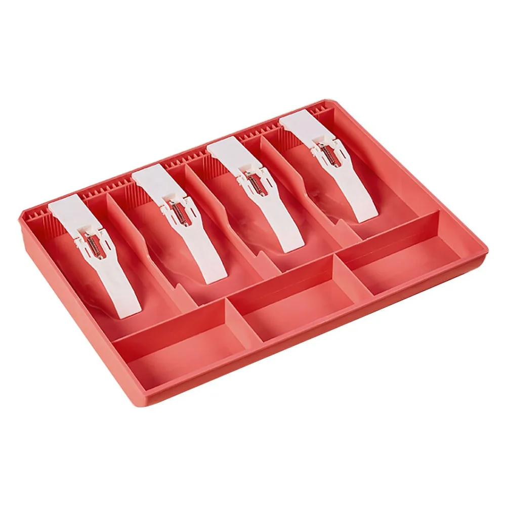 rosy red Durable ABS Money Cash Coin Register Insert Tray Replacement Cashier Drawer Storage Cash Register Tray Box Classify Organizer - Цвет: rosy red