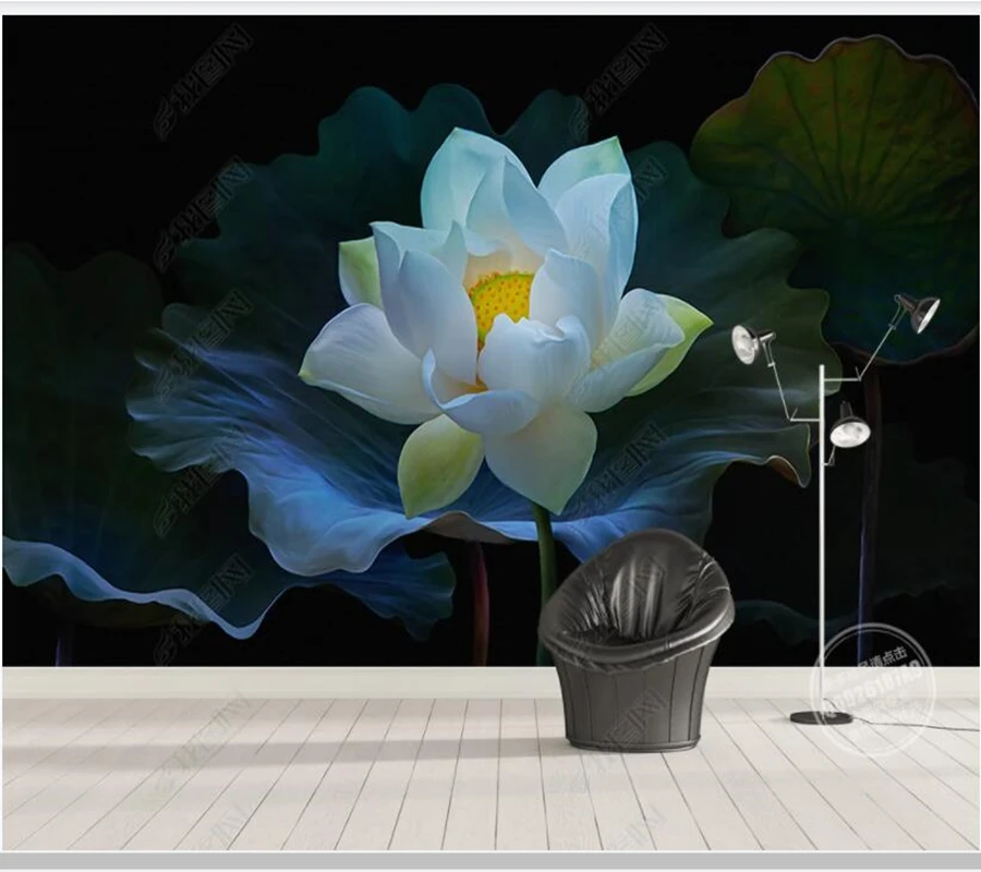 

Papel de parede Modern beautiful lotus flower modern 3d wallpaper mural,living room tv wall bedroom wall papers home decor