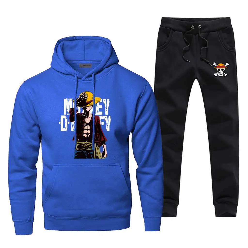 Classic Japanese Anime One Piece Sweatshirt Hoodies Monkey D.Luffy Men's Hoodie+pants Sets Casual Winter Warm Fleece Sportswear Classic Japanese Anime One Piece Sweatshirt Hoodies Monkey D.Luffy Men's Hoodie+pants Sets Casual Winter Warm Fleece Sportswear