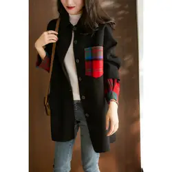 Long sleeve suit collar color contrast stitching two sleeve imitation wool coat 2021 spring new versatile coat Long sleeve suit collar color contrast stitching two sleeve imitation wool coat 2021 spring new versatile coat