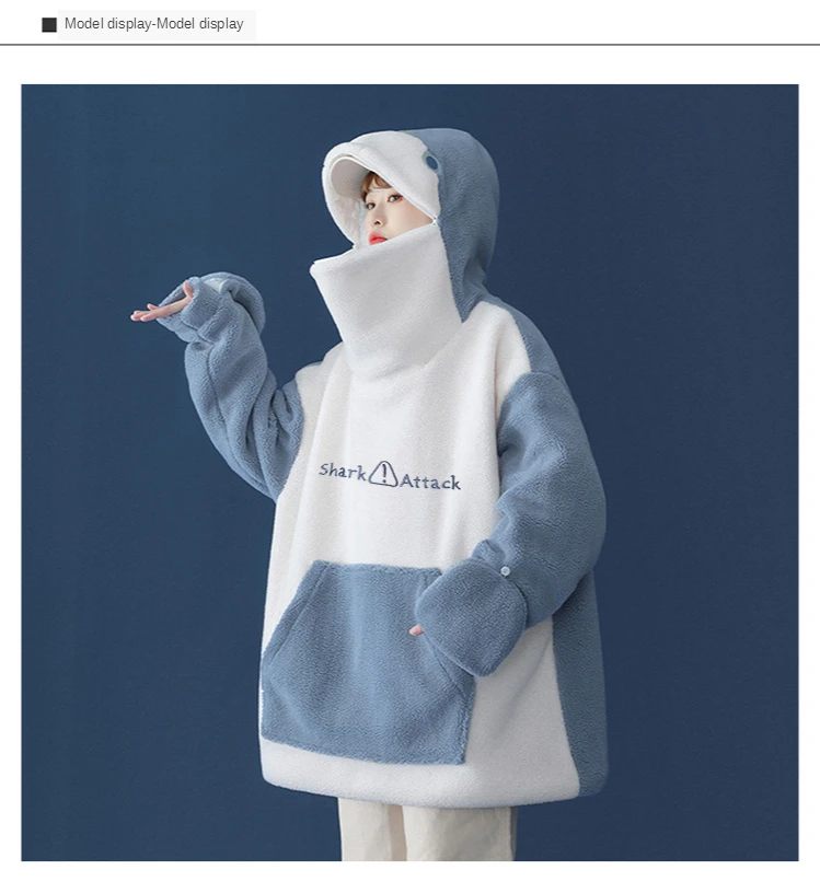 Christmas 2022 Oversized Hoodie Couple Outfit Lambswool Oversized Jacket Women Loose and Funny Clothes for Girl Kpop Warm Hoodie