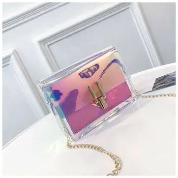 

3 Colors Fashion Women Handbags Laser Clear Transparent Tote Hologram Handbag Purse Shoulder Bag Coin Purses