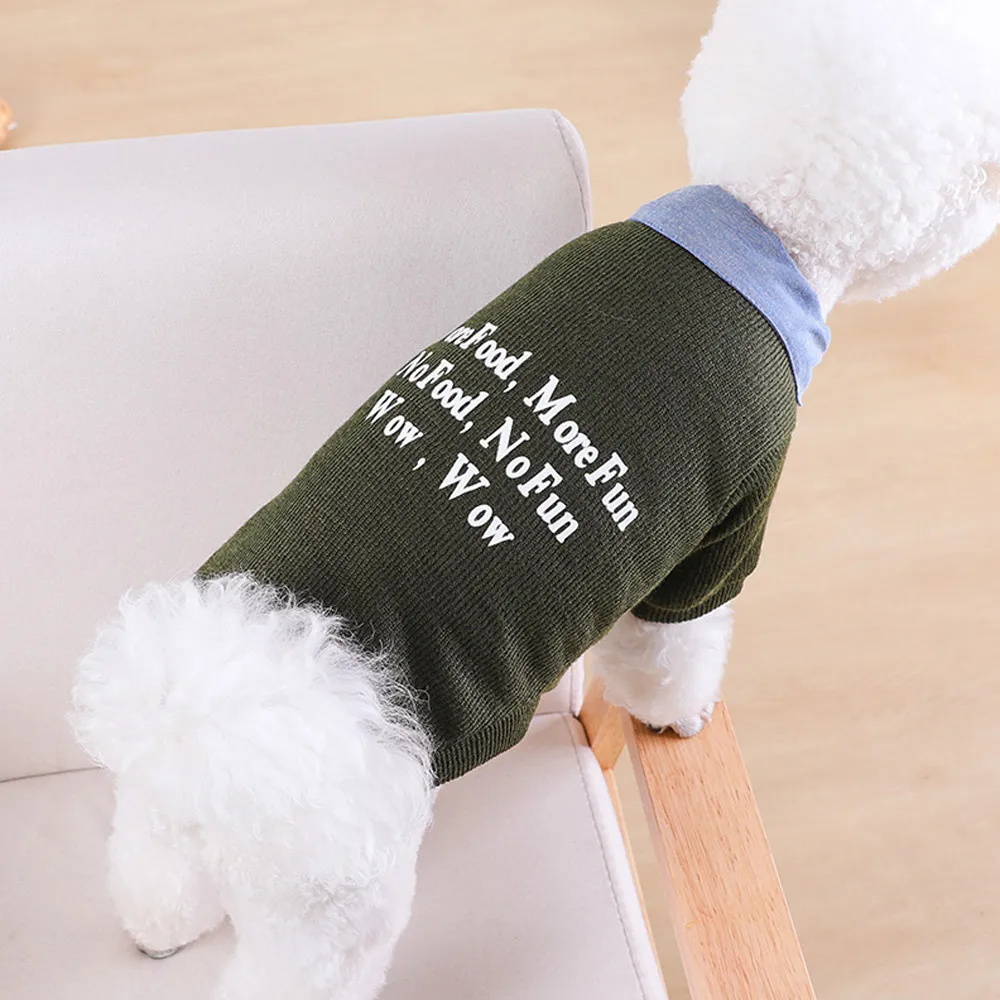 Одежда для собак, осенне-зимние модели, двусторонний свитер с отворотами, имитация костюма из двух предметов для щенка, кота, Тедди - Цвет: Зеленый