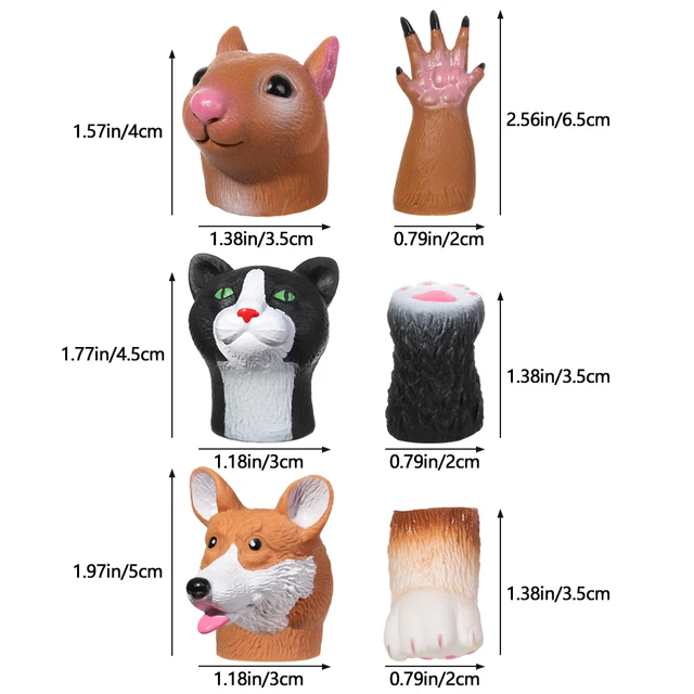 1Set Mini Animal Finger Puppet Toy Cute Cartoon Squirrel/Dog/Cat Hand Puppet Vinyl Toys Baby Educational Novelty Toys 6