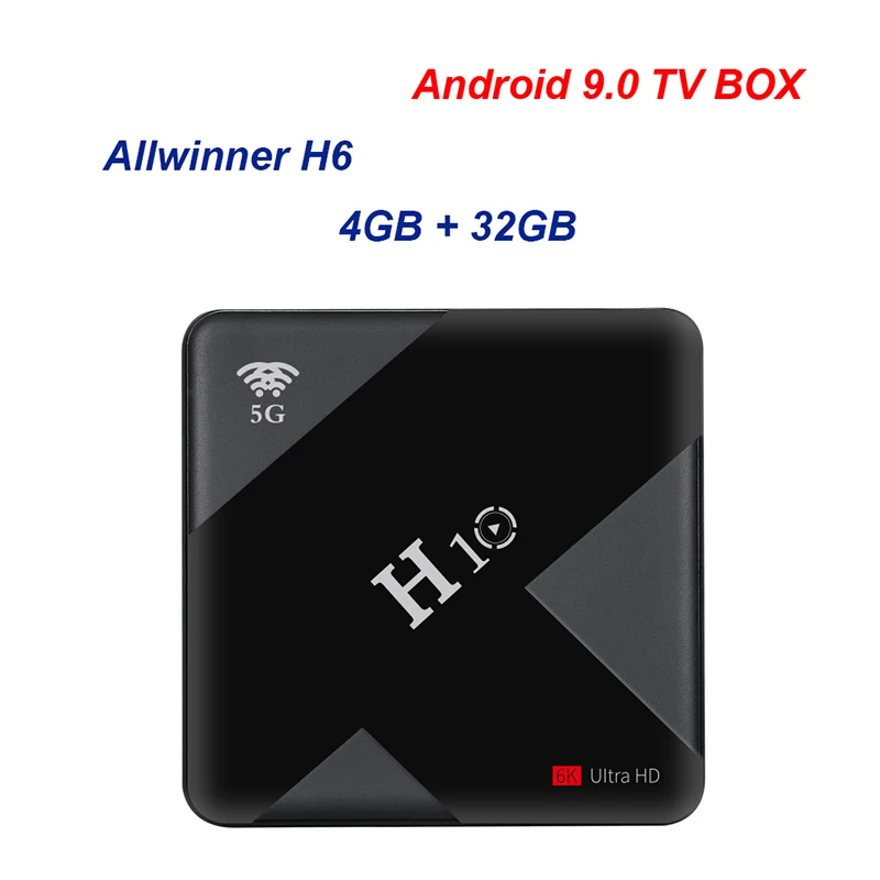 H10 Android 9,0 Smart Tv Box 4 Гб четырехъядерный 6K телеприставка 4 Гб двойной Wifi 2,4G/5G Usb3.0 Wifi медиаплеер Uk Plug