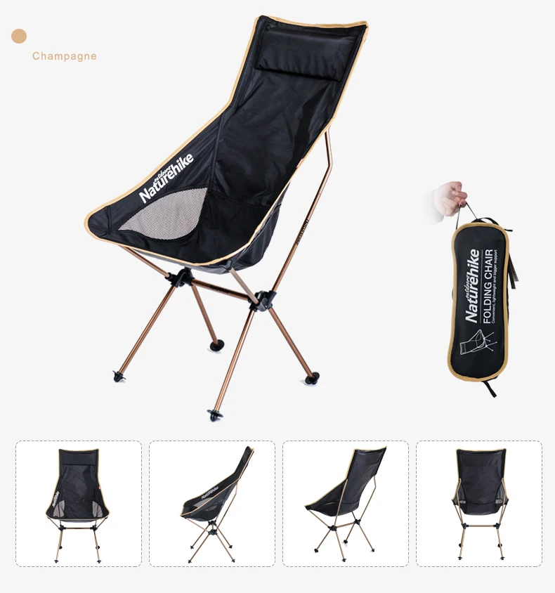 Naturehike Portable Folding Chair Long Back Rest Comfortable Camping Seats Stool Fishing Lawn bbq parks Pergola Rest NH17Y010-L