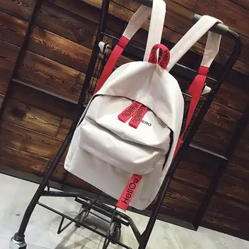 

PinShang Man Woman Cancas Bag Large Capacity Fashion Letters Printing Pattern Simple Backpack