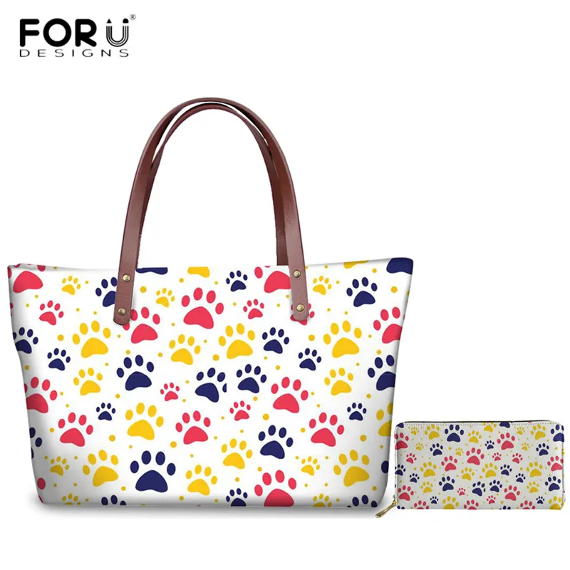 FORUDESIGNS Радуга лапы узор 2 шт./компл. Сумки мультфильм кожаных кошельков для Для женщин Брендовая Дизайнерская обувь сумка на плечо, женская сумочка Main Femme - Цвет: HMA554AL-Z21