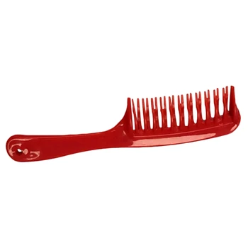 

Red Double Row Tooth Detangler Hair Comb Shampoo Comb with Handle for Long Curly Wet Hair