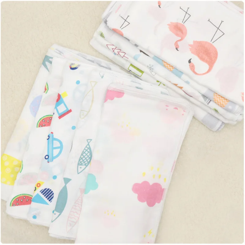 10PCS Baby Feeding Towel Teddy Bear Bunny Dot Chart Printed Children Small Handkerchief Gauze s Nursing YYT308