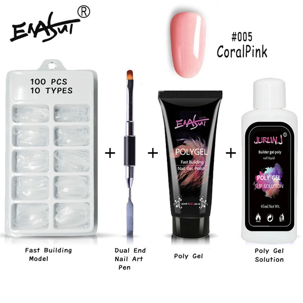 coral pink ENASUI все-в-одном набор для французского маникюра для наращивания ногтей полигелевый набор для наращивания с полигелевыми инструментами необходимый набор для начинающих - Цвет: coral pink