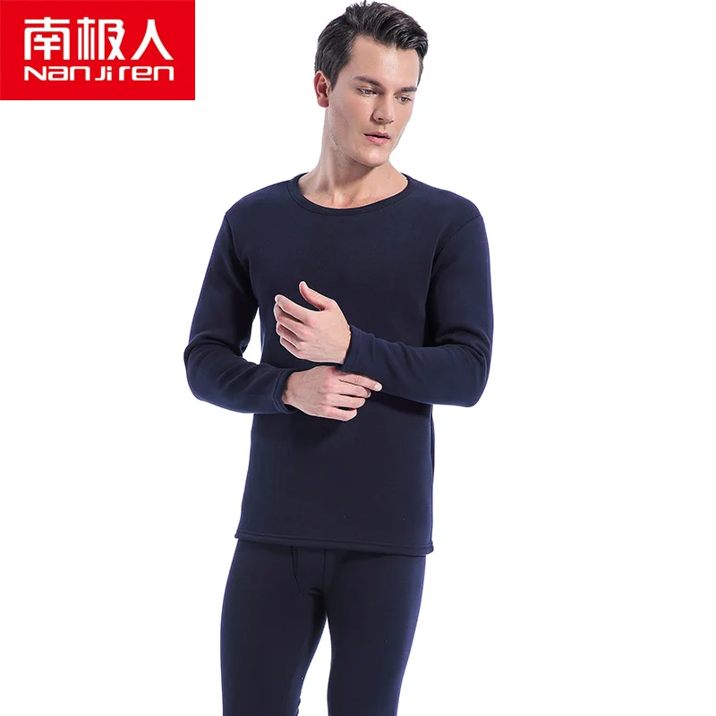 NANJIREN Men Brand Thermal Underwear Sets Men Red Warm Casual Underwear Hight Stretch Long Johns Set Old MenThermal Pajamas