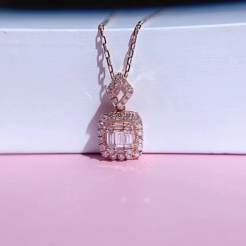 AEAW 18k Белое Золото 0.26ct натуральный бриллиант сияющая огранка ожерелья и подвески бриллианты колье ожерелье женские ювелирные изделия