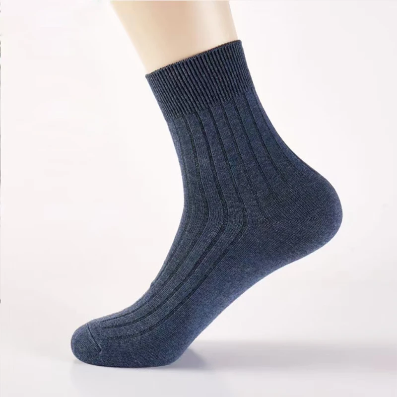 Autumn Winter Men's Business Casual Socks 2021 New Striped Cotton Men Crew Socks Black White  Brown High Quality EUR Size38-44