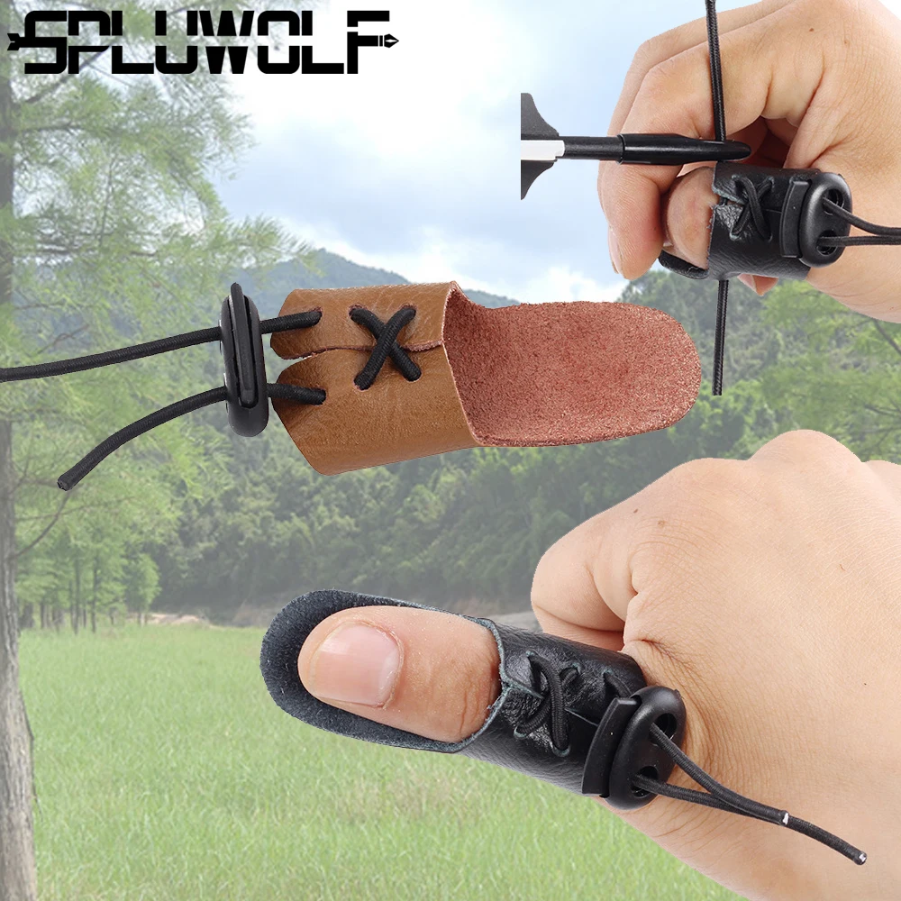 Cowhide Leather Archery Finger Guard Pull For Bow Hunting Shooting Hand Thumb Tab Protector